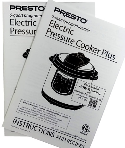 Presto Instruction Book for 6 quart electric